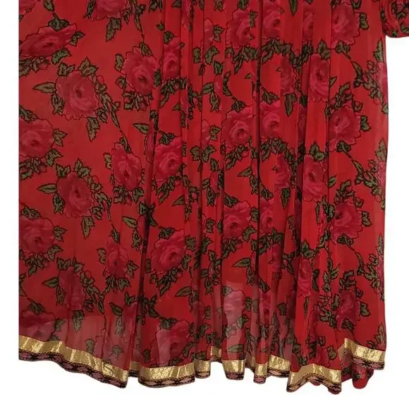 Free People Bold Blooms Embroidered Red Midi Dress - Picture 8 of 9